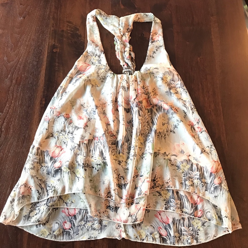 Papaya Floral summer loose tank top - Medium